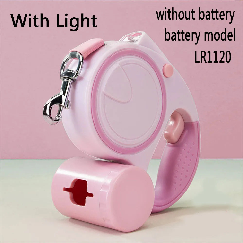 Retractable Dog Leash With LED Lights And Garbage Bag
