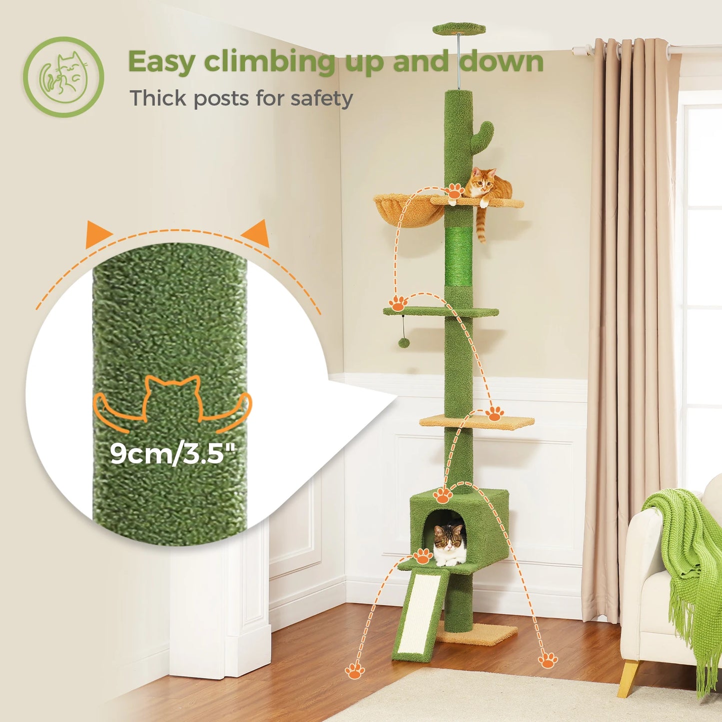 PEQULTICN Cat Tree Tall Indoor Condo With Scratching Post