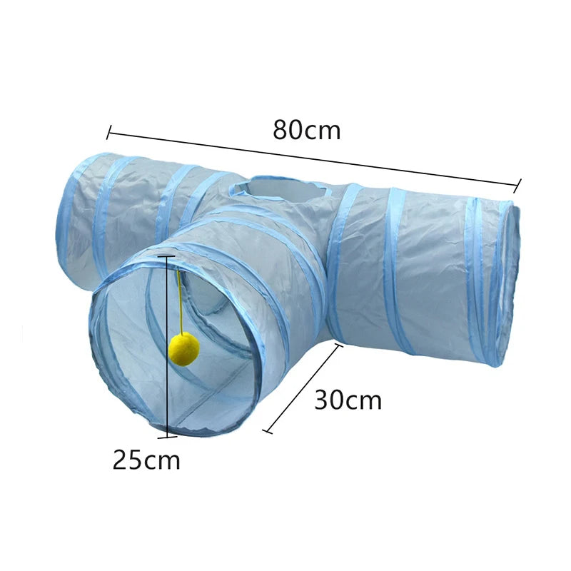 3 Way Foldable Cat Tunnel Interactive Toy With Peep Hole