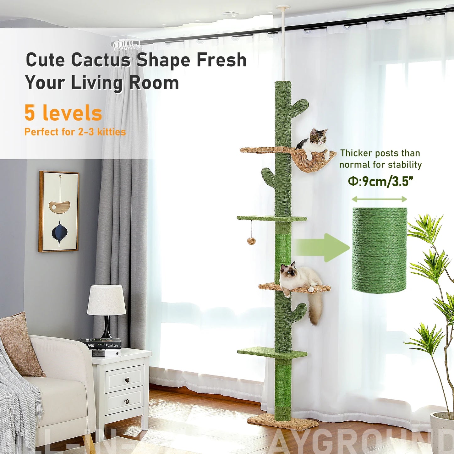 PAWZ Road Cat Tree Five Tier Floor To Ceiling Tower