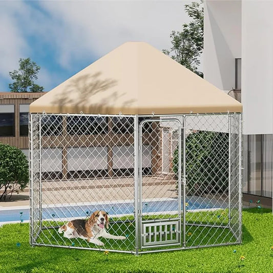 DAFIFY Outdoor Dog Kennel With Cover Heavy Duty Run Cage