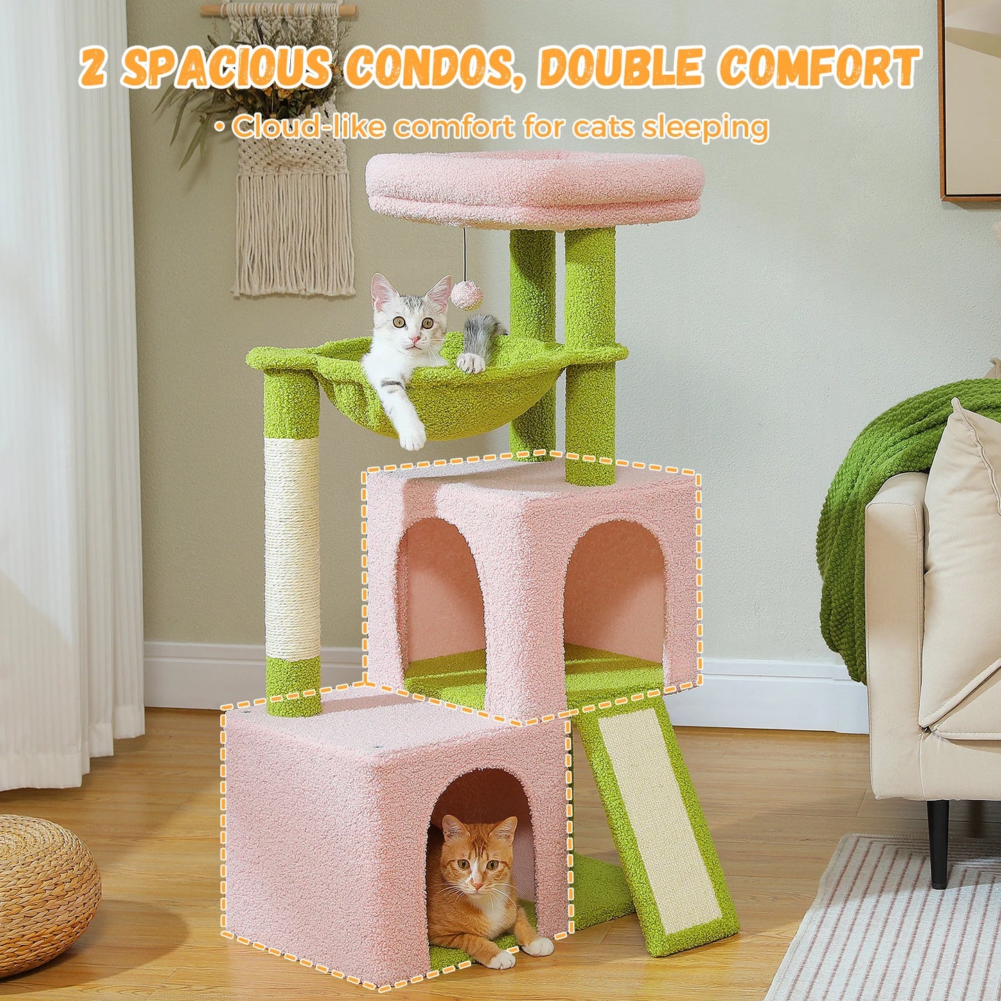 PEQULTICN Large Cat Tree Indoor Multi Level With Condos