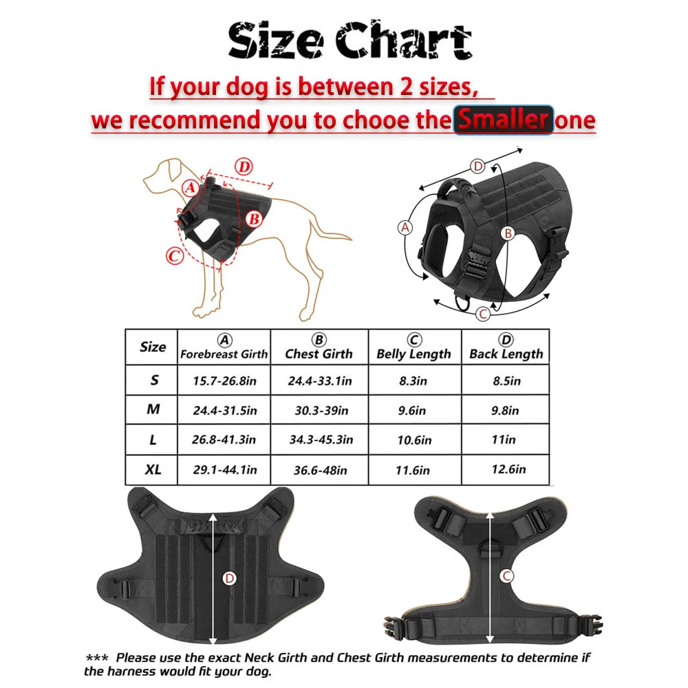 PETRAVELCN Military Dog Harness Vest Set For Training