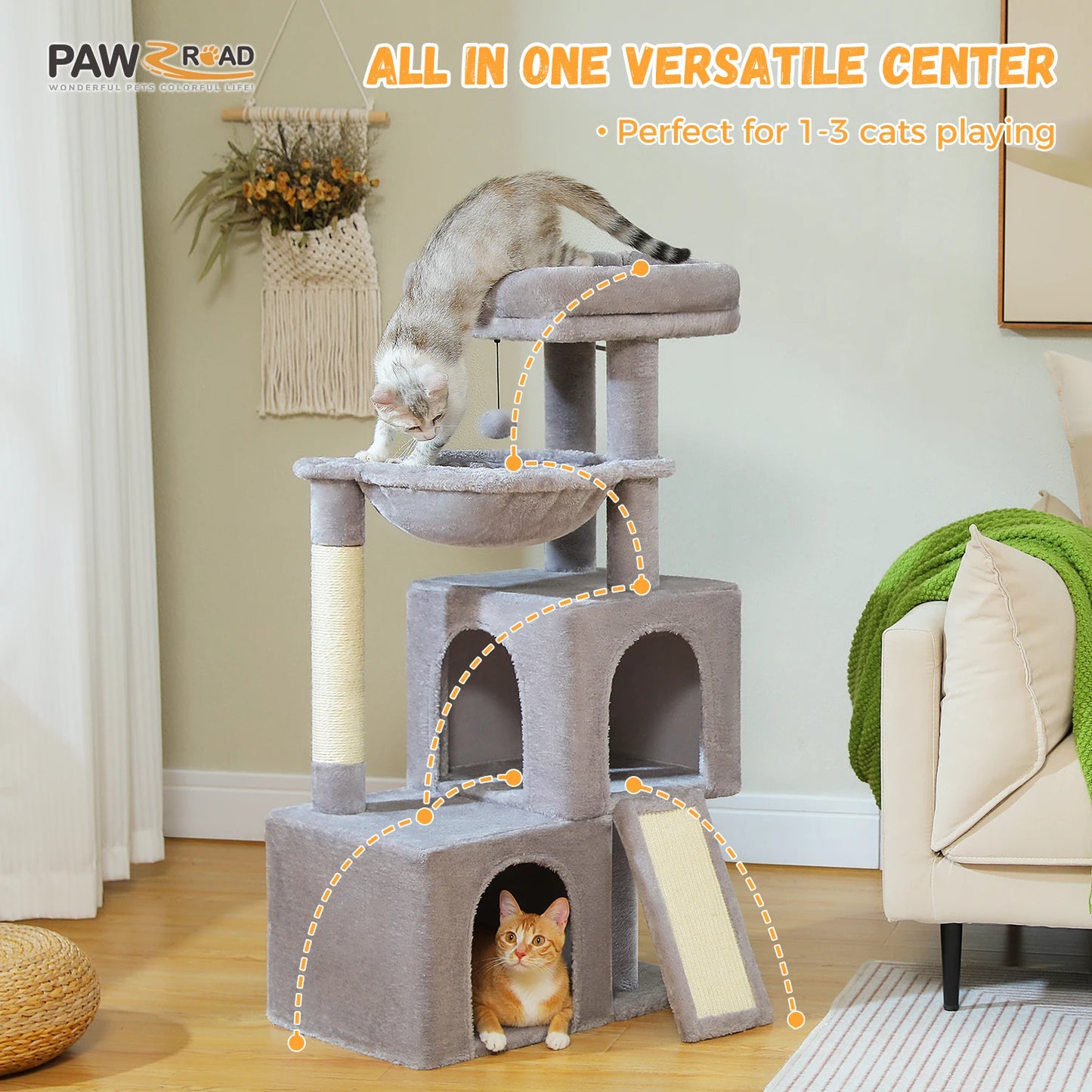 PEQULTICN Large Cat Tree Indoor Multi Level With Condos