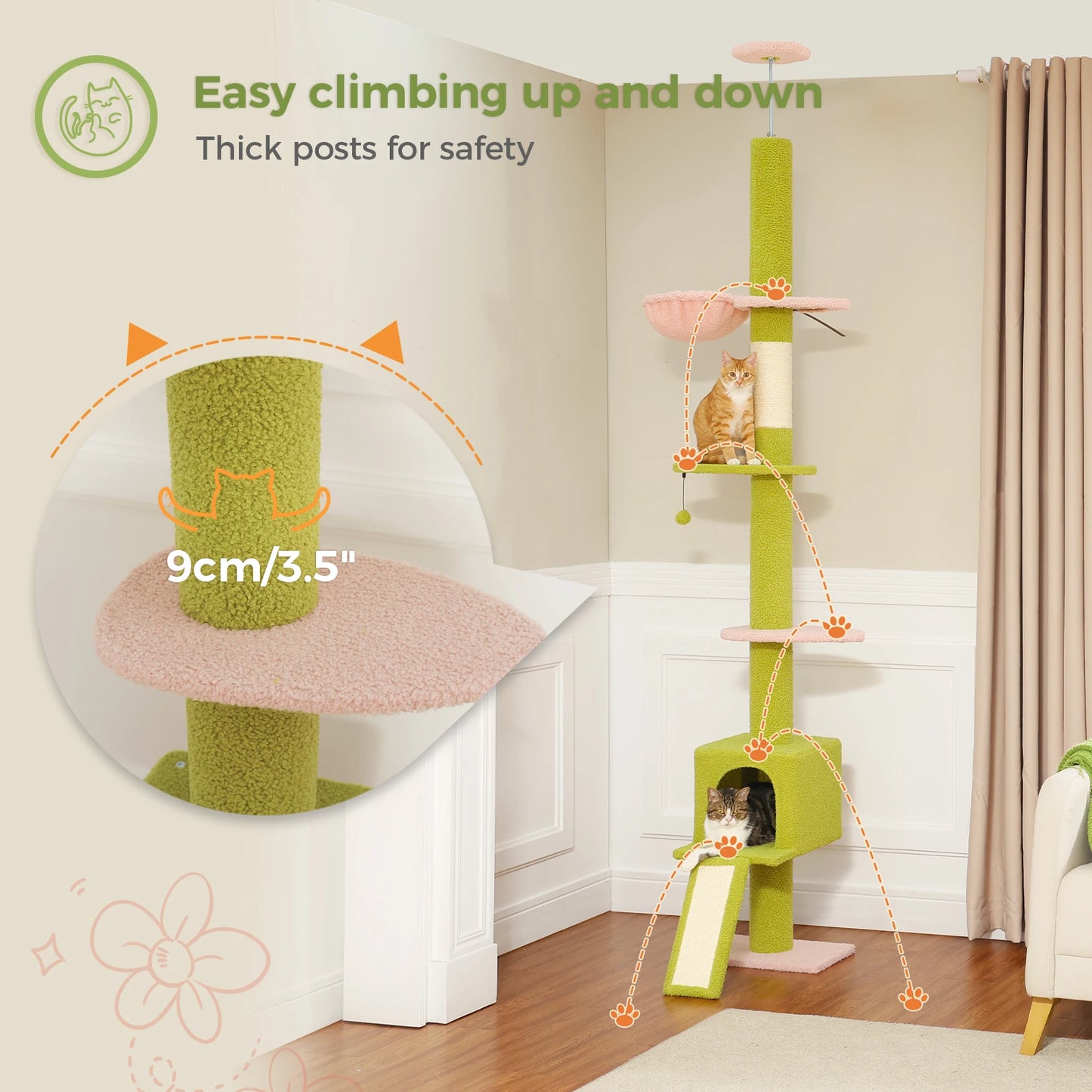 PEQULTICN Cat Tree Tall Indoor Condo With Scratching Post