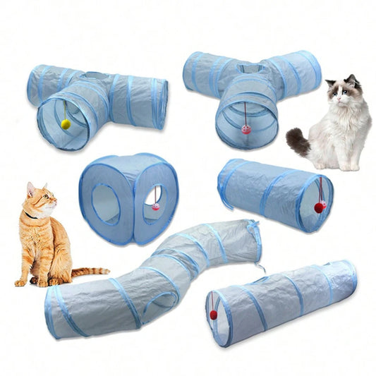 3 Way Foldable Cat Tunnel Interactive Toy With Peep Hole