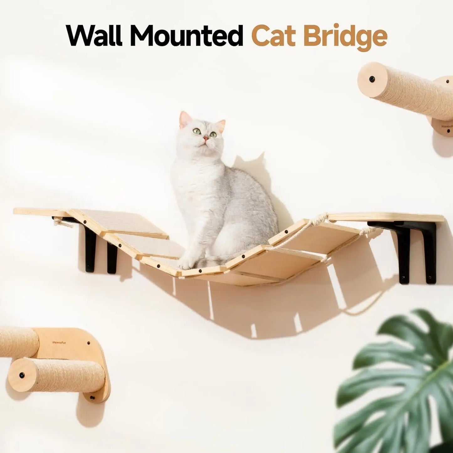 Mewoofun Cat Bridge Wall Mounted Climbing Shelves For Cats