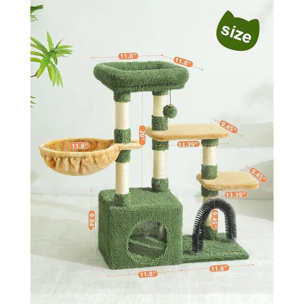 Cactus Cat Tree For Indoor Cats Multi Level Tower Hammock