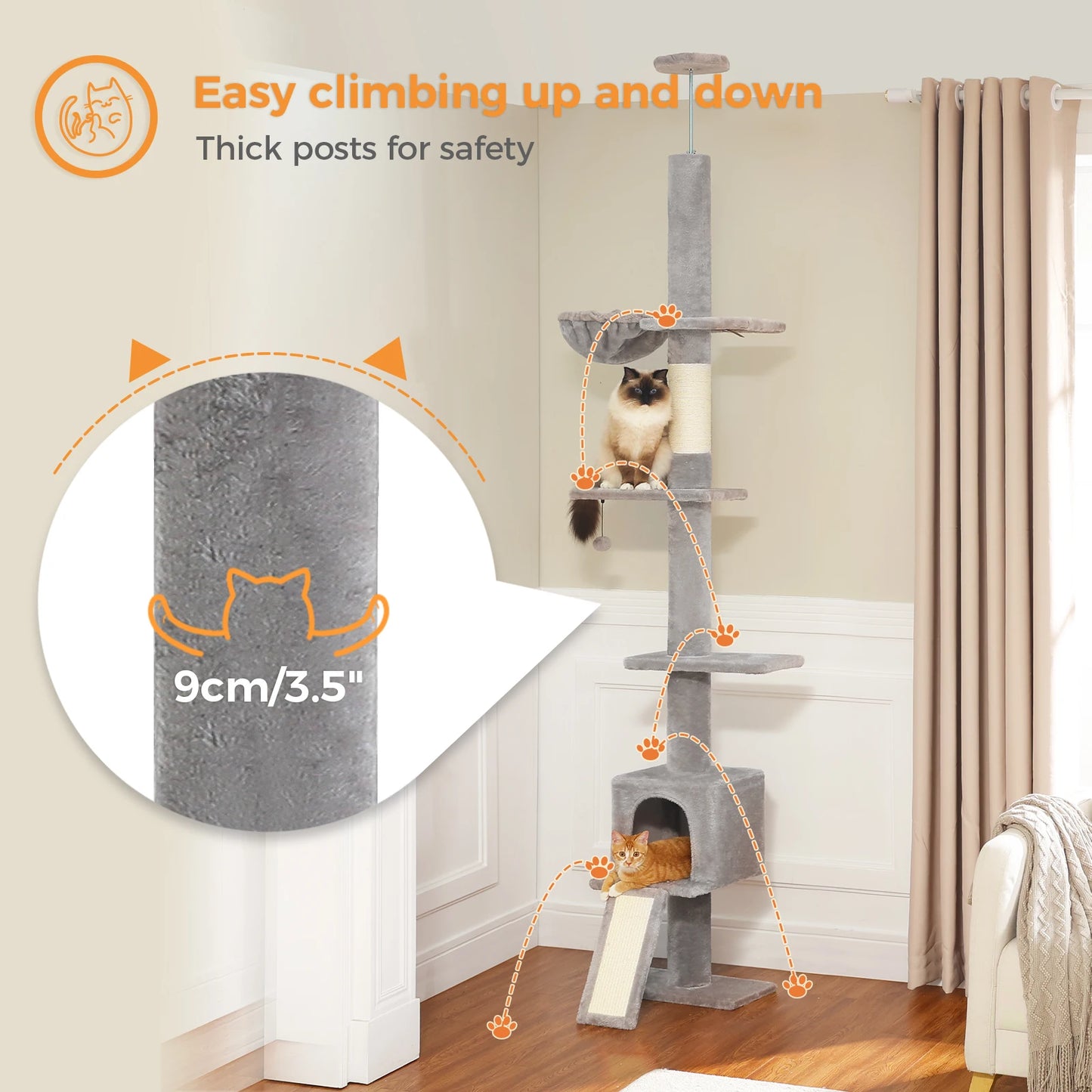 PEQULTICN Cat Tree Tall Indoor Condo With Scratching Post
