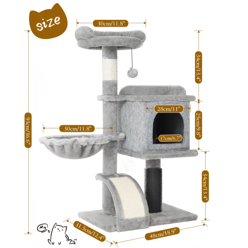Hoopet Four Tier Cat Tree With Scratching Post Hammock