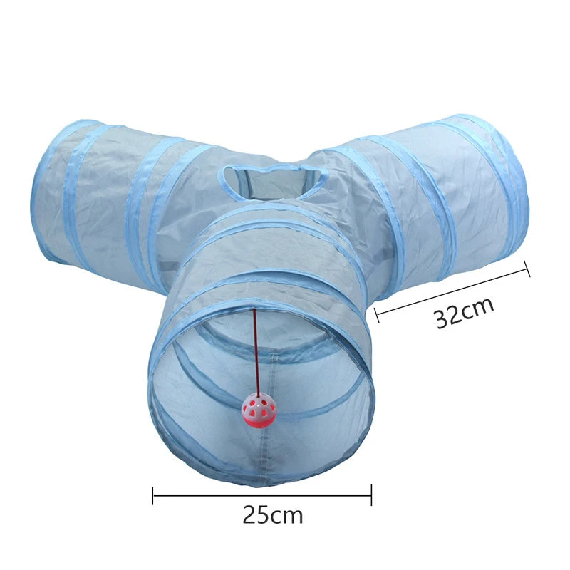 3 Way Foldable Cat Tunnel Interactive Toy With Peep Hole