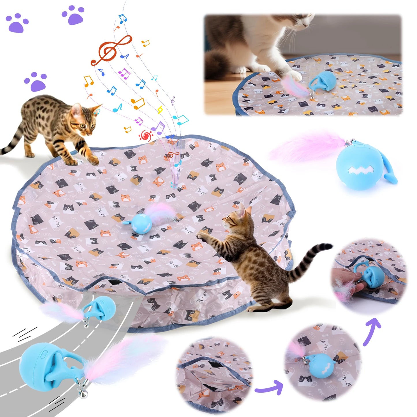 APWIKOGERH Motion Activated Chirping Cat Toy Ball Indoor