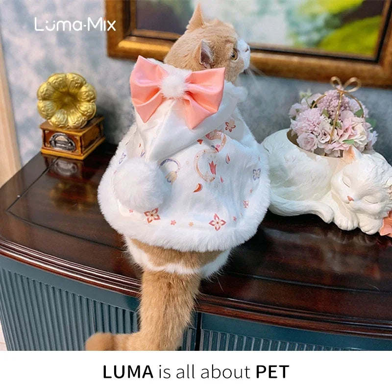 Christmas Pet Cloak For Cats Warm Winter Costume Cozy Apparel