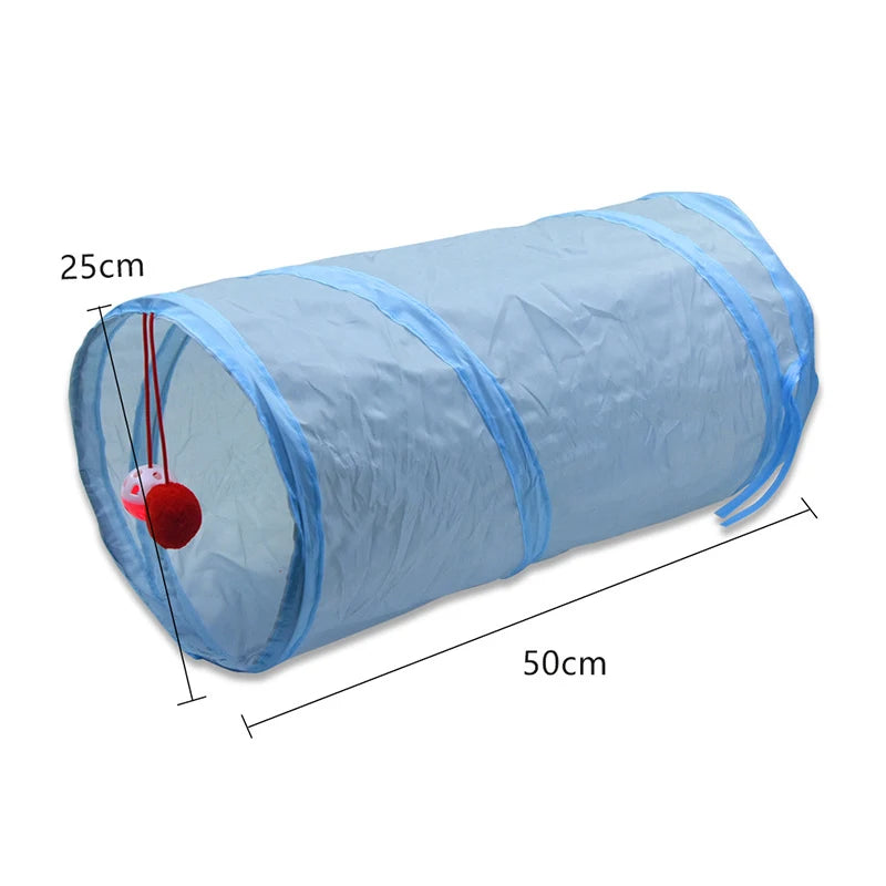 3 Way Foldable Cat Tunnel Interactive Toy With Peep Hole