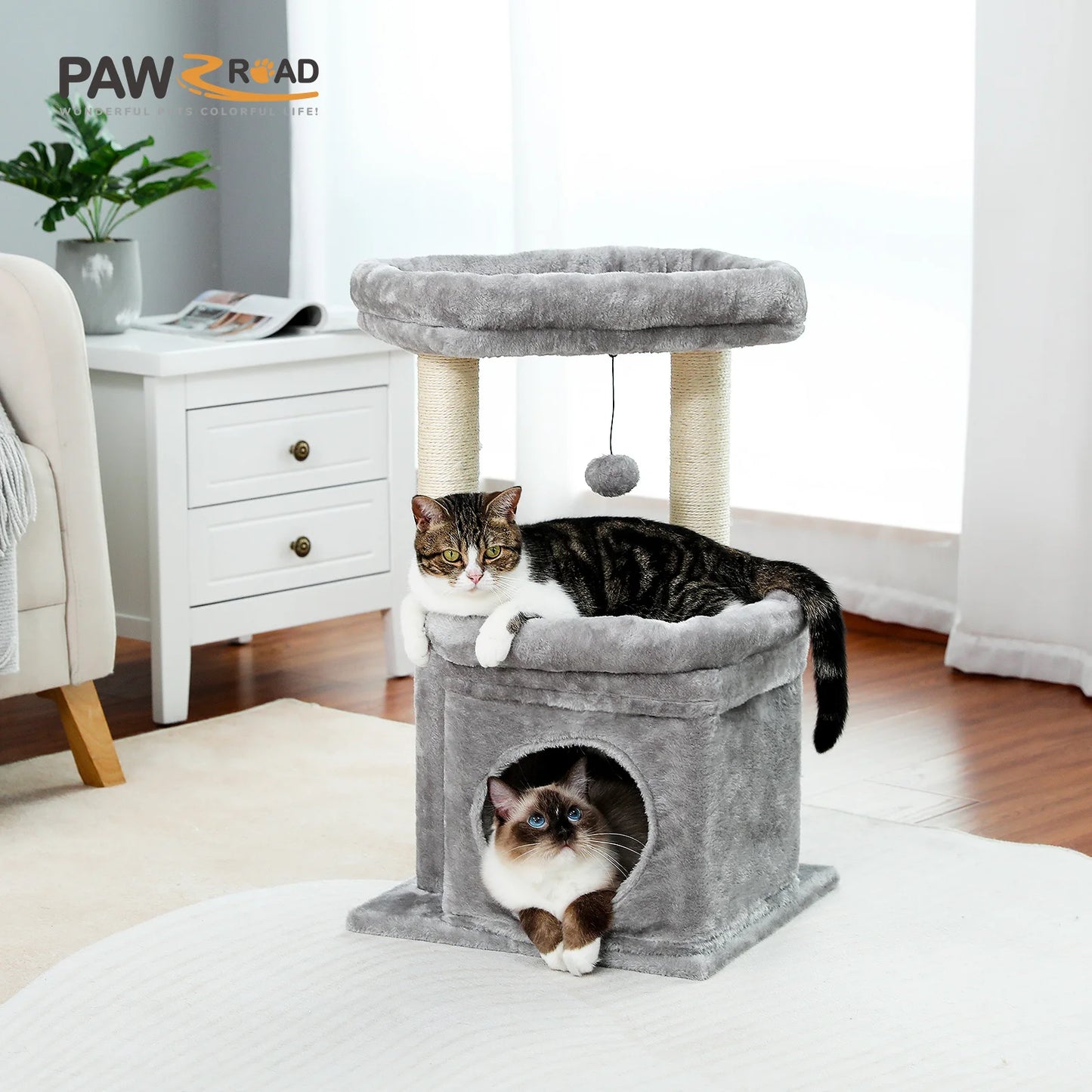 PEQULTICN Cat Tree Tower With Cozy Condo And Plush Perch
