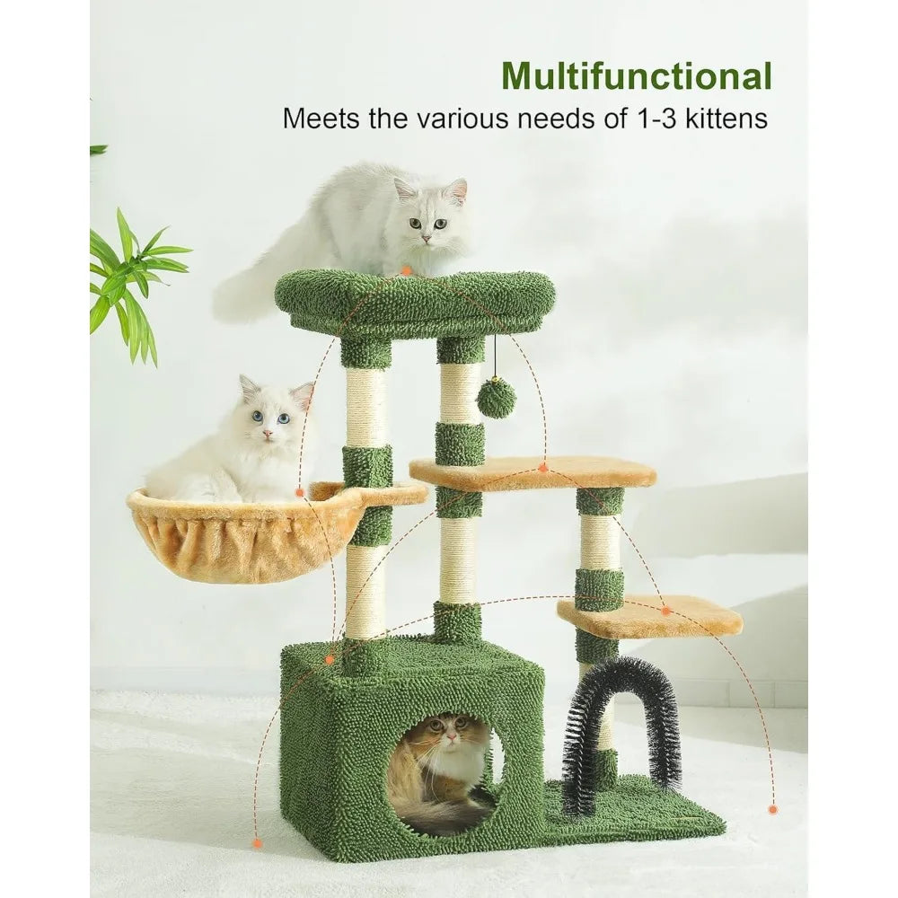 Cactus Cat Tree For Indoor Cats Multi Level Tower Hammock