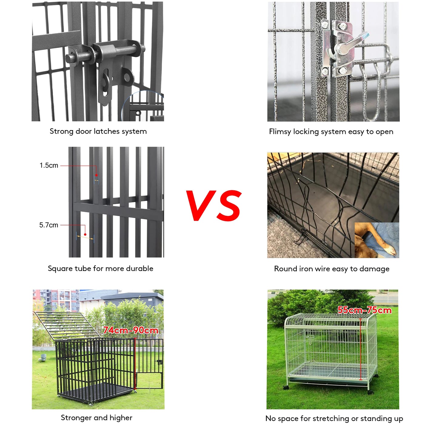 BINGOPAW Heavy Duty Dog Crate With Four Wheels And 3 Doors