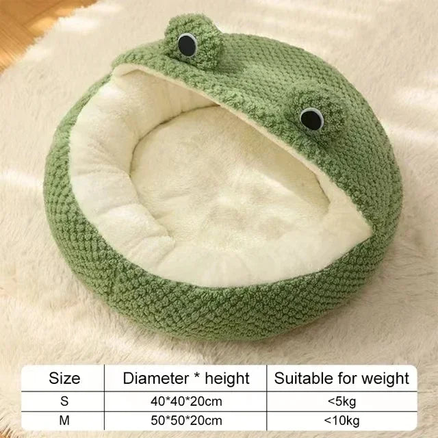 BPEDTCN Plush Frog Shape Cat House Nesting Bed For Cats