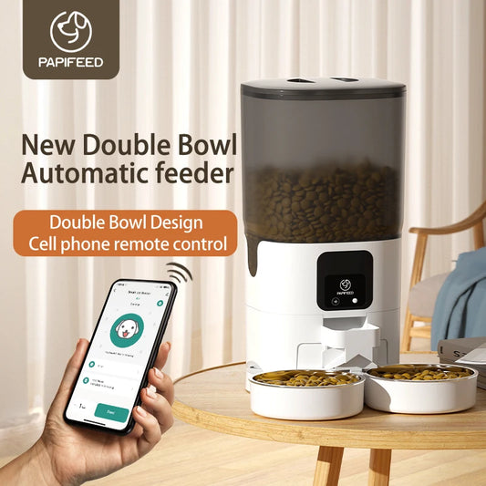 PAPIFEED Smart Double Bowl Cat Dispenser With WiFi Timer