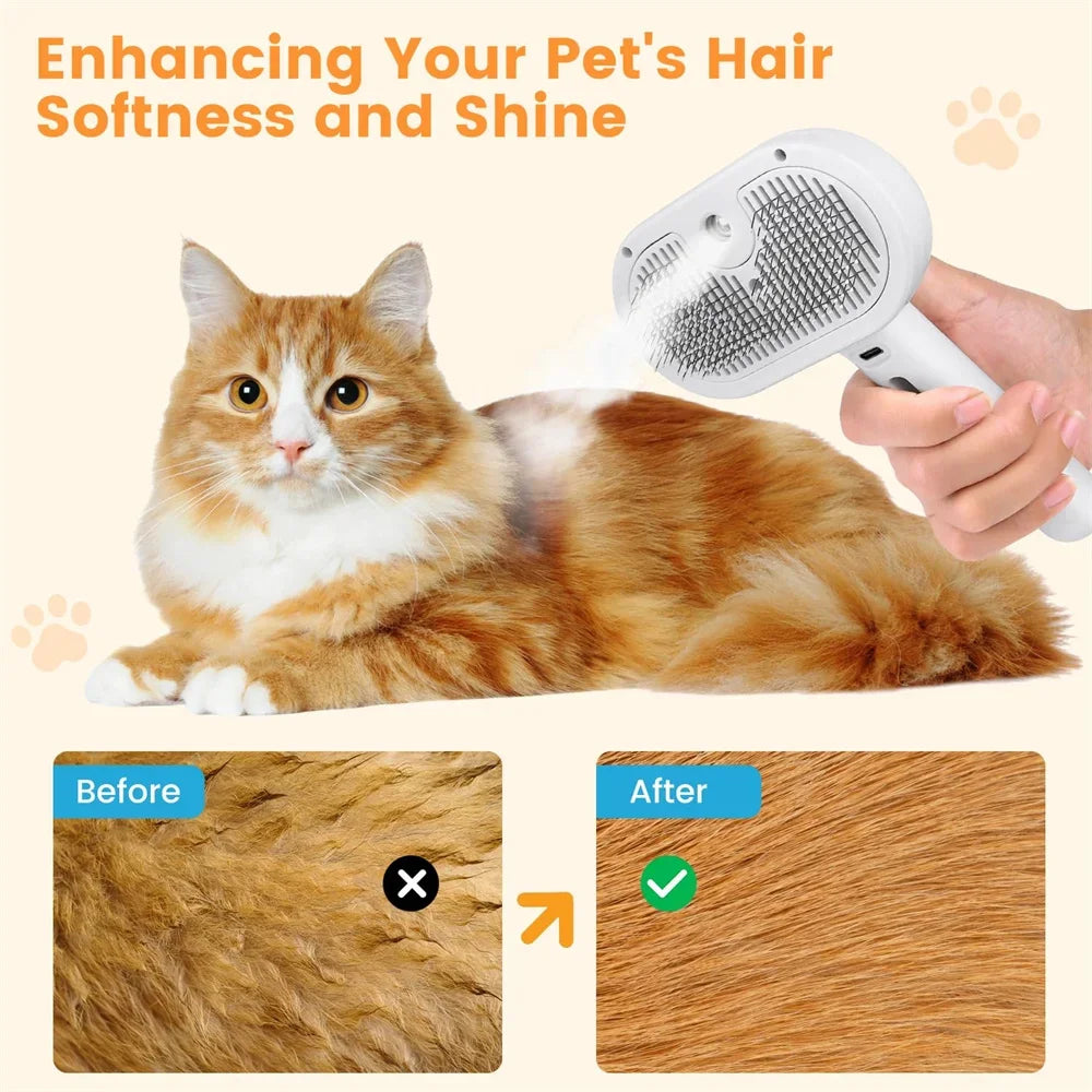 Hign-concerned 3 In 1 Cat Dog Steam Brush Self Cleaning