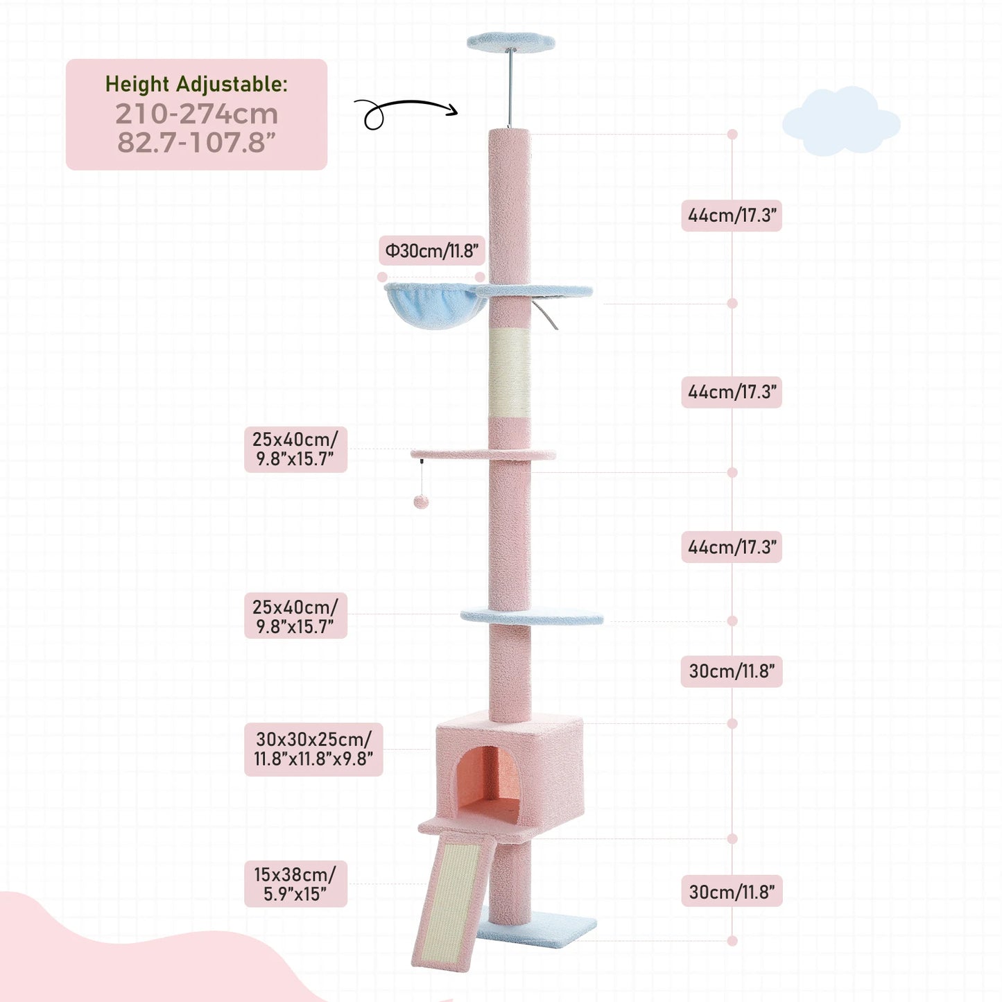 PEQULTICN Cat Tree Tall Indoor Condo With Scratching Post