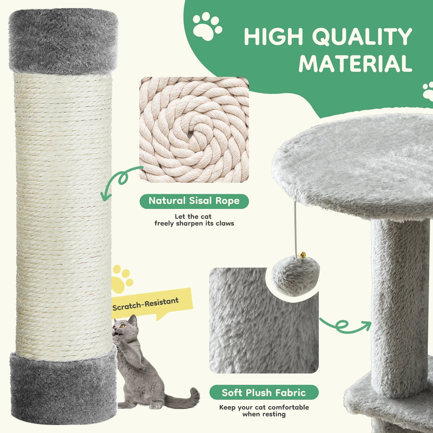 JHK Multi Cat Climbing Tree Tower With Sisal Posts Indoor