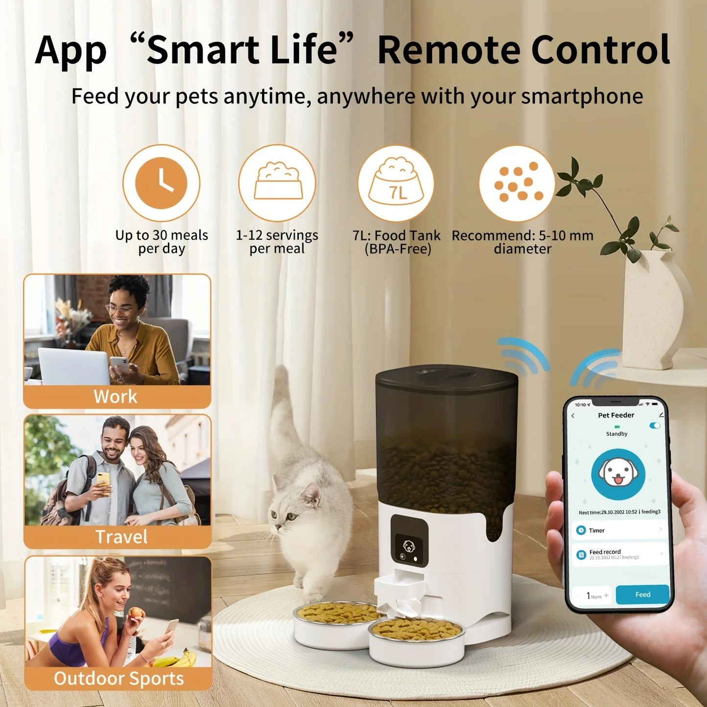 PAPIFEED Smart Double Bowl Cat Dispenser With WiFi Timer