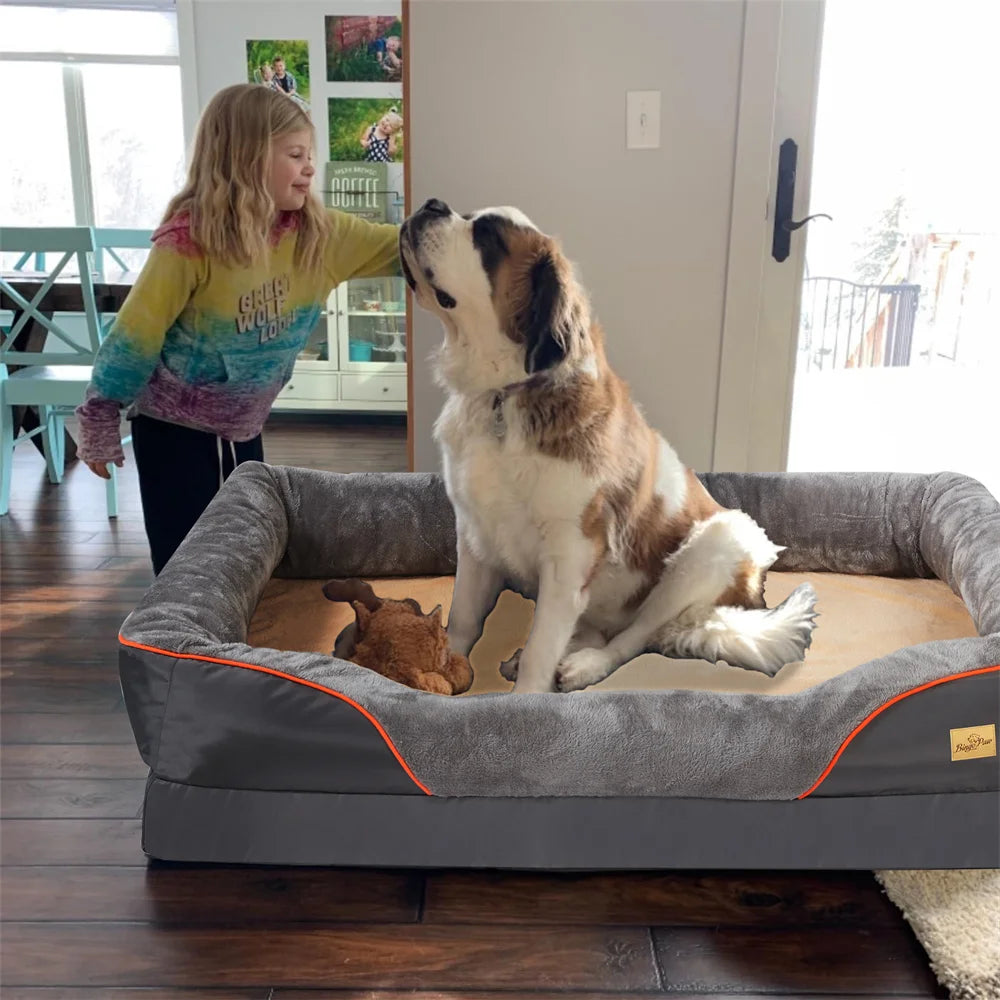 BORWARTC Orthopedic Memory Foam Dog Bed Removable Cover