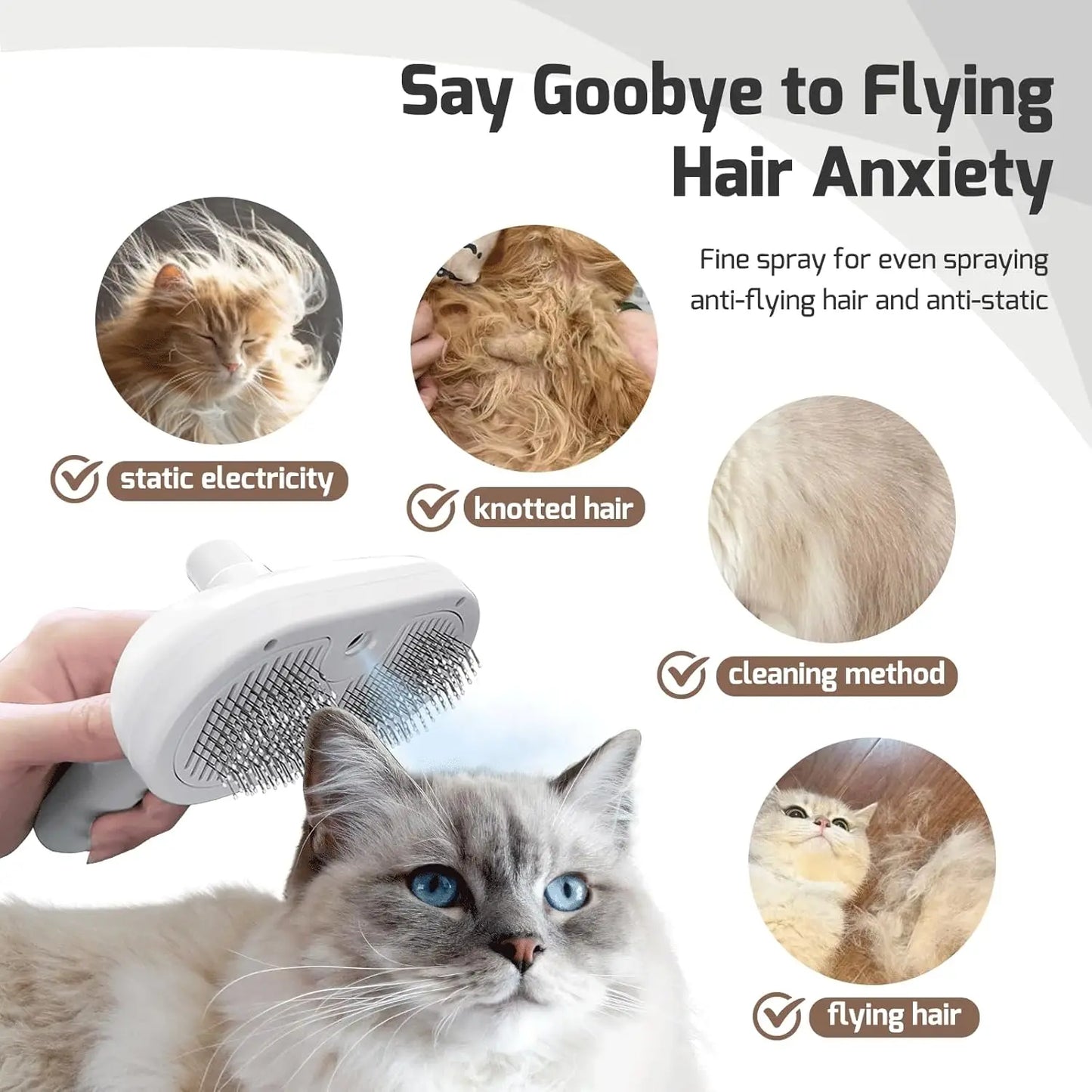 Hign Concerned Pet Steam Brush Spray Cat Grooming Comb