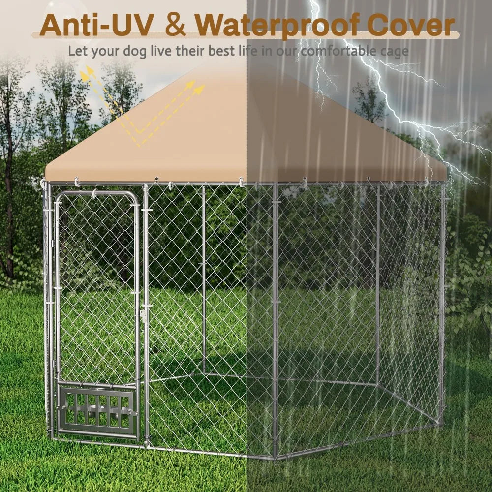 DAFIFY Outdoor Dog Kennel With Cover Heavy Duty Run Cage