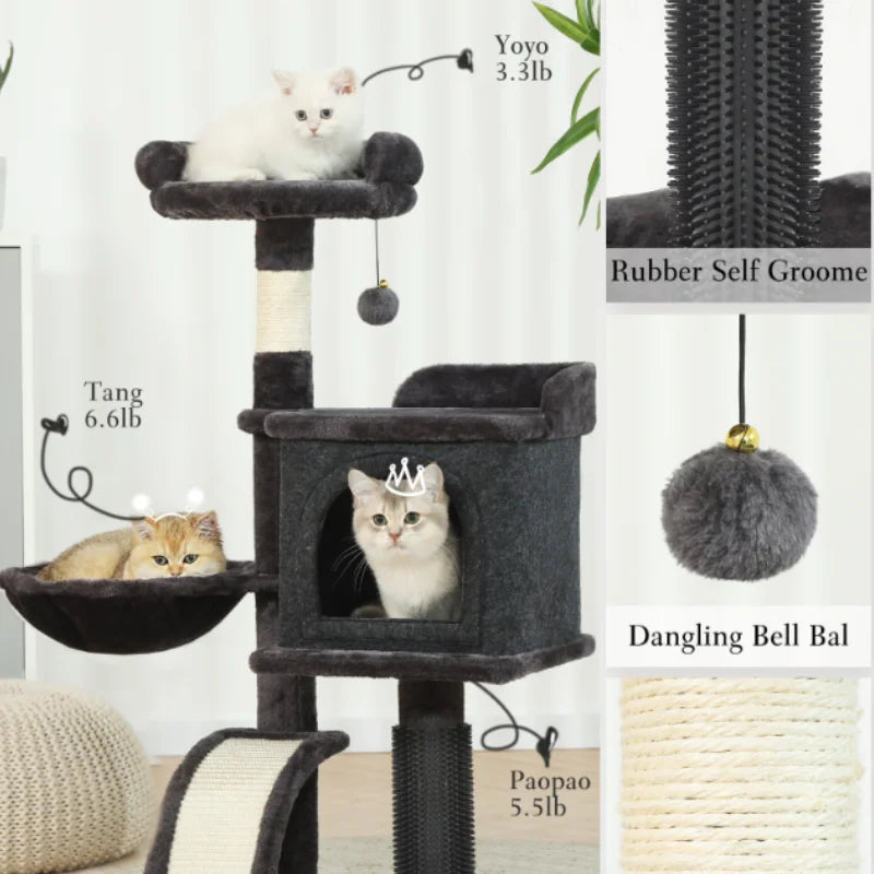 Hoopet Four Tier Cat Tree With Scratching Post Hammock