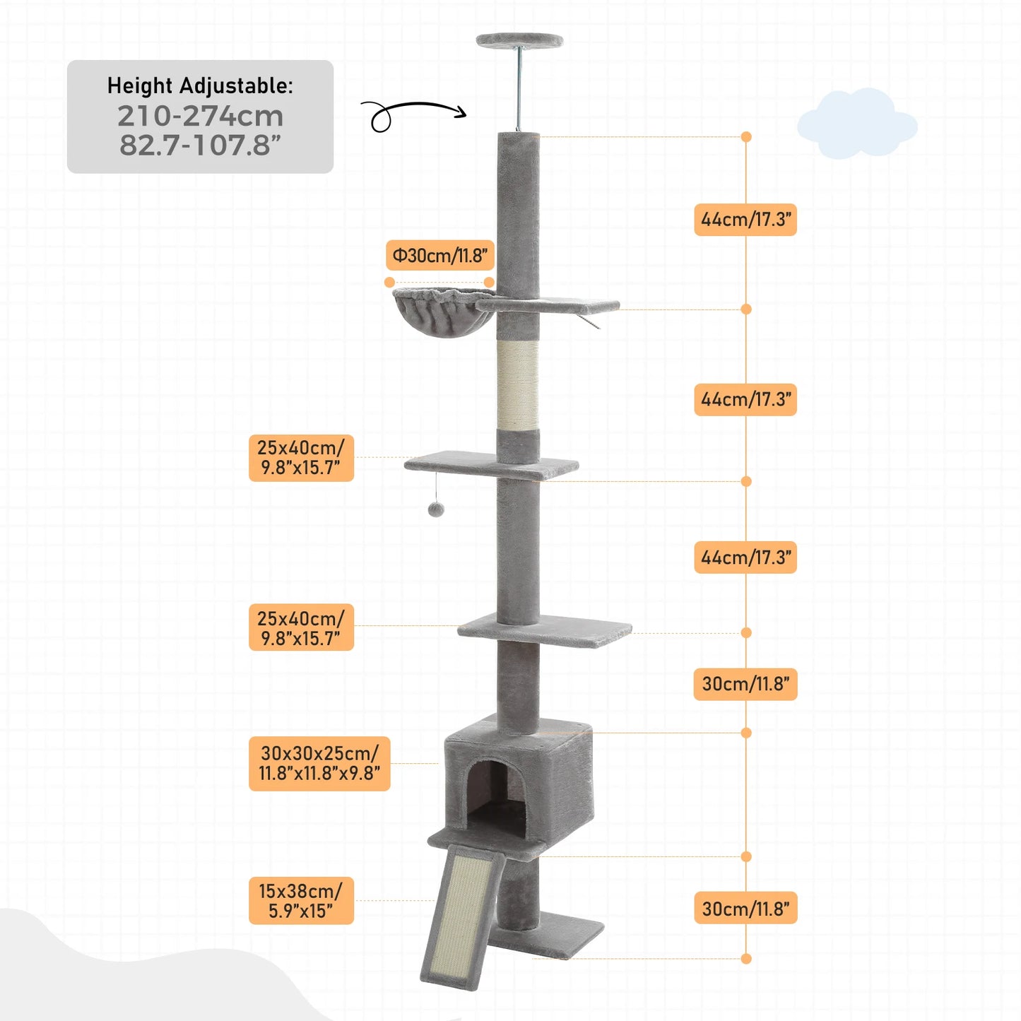 PEQULTICN Cat Tree Tall Indoor Condo With Scratching Post