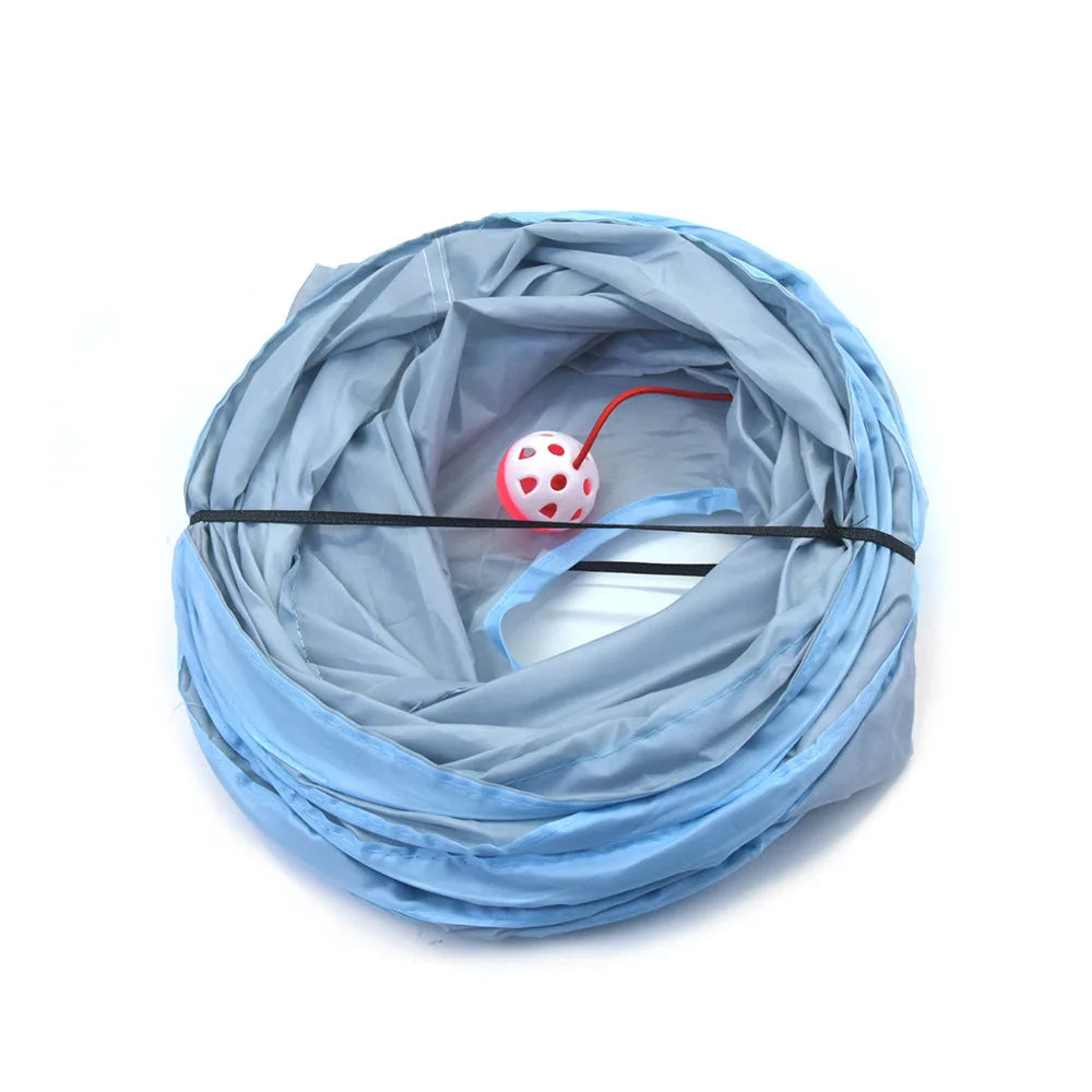 3 Way Foldable Cat Tunnel Interactive Toy With Peep Hole