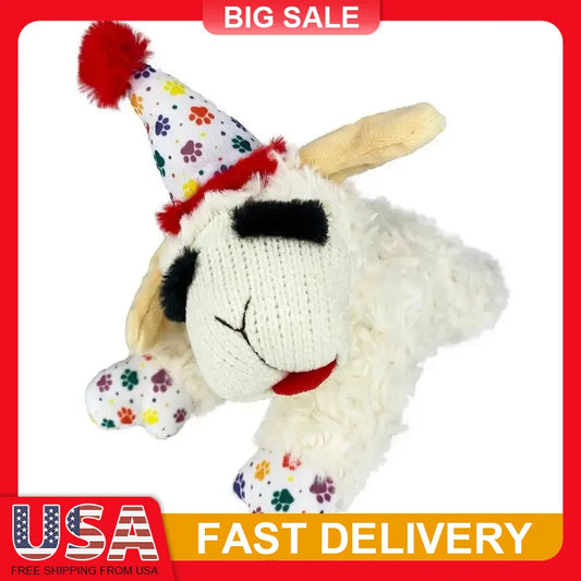 Care Birthday Lamb Chop Dog Toy Soft Plush Squeaky Chew