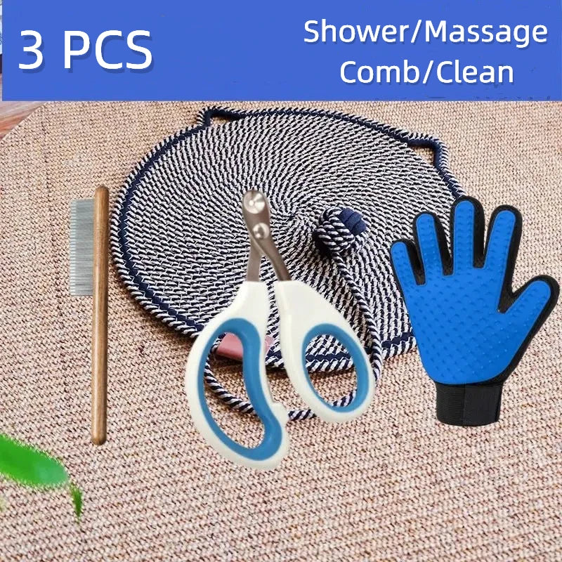 Hign Concerned Cat Grooming Kit Scissors Brush Gloves Comb