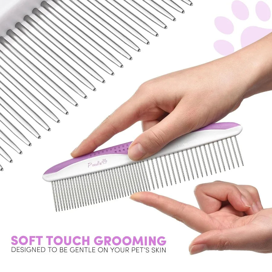 Hign-concerned Poodle Dog Grooming Comb Set Stainless Steel
