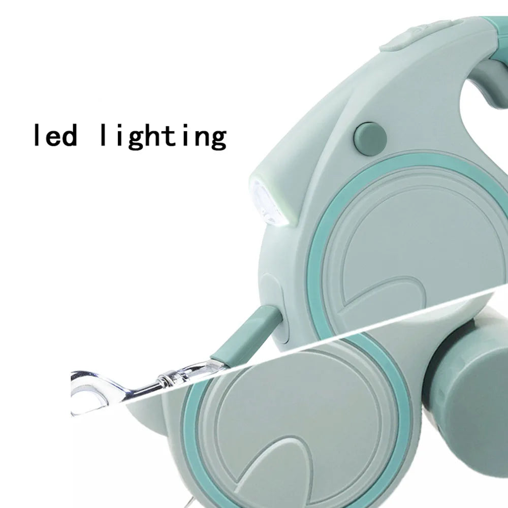 Retractable Dog Leash With LED Lights And Garbage Bag
