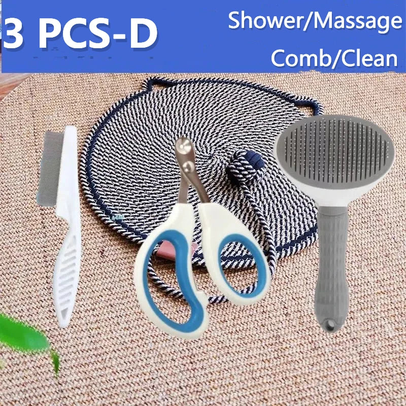 Hign Concerned Cat Grooming Kit Scissors Brush Gloves Comb
