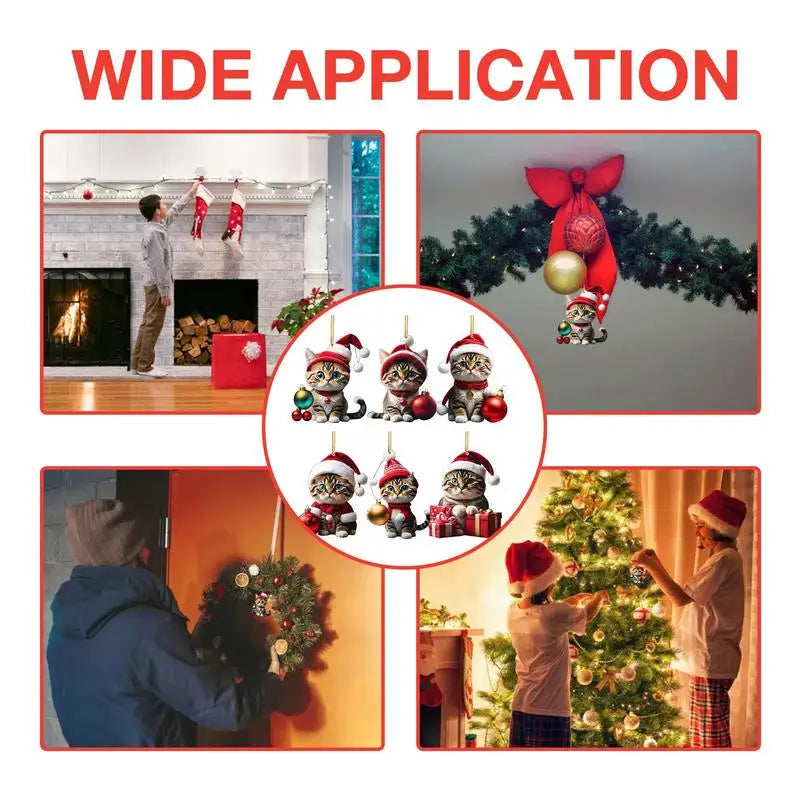 2D Funny Cat Hanging Christmas Ornament Car Rearview Mirror