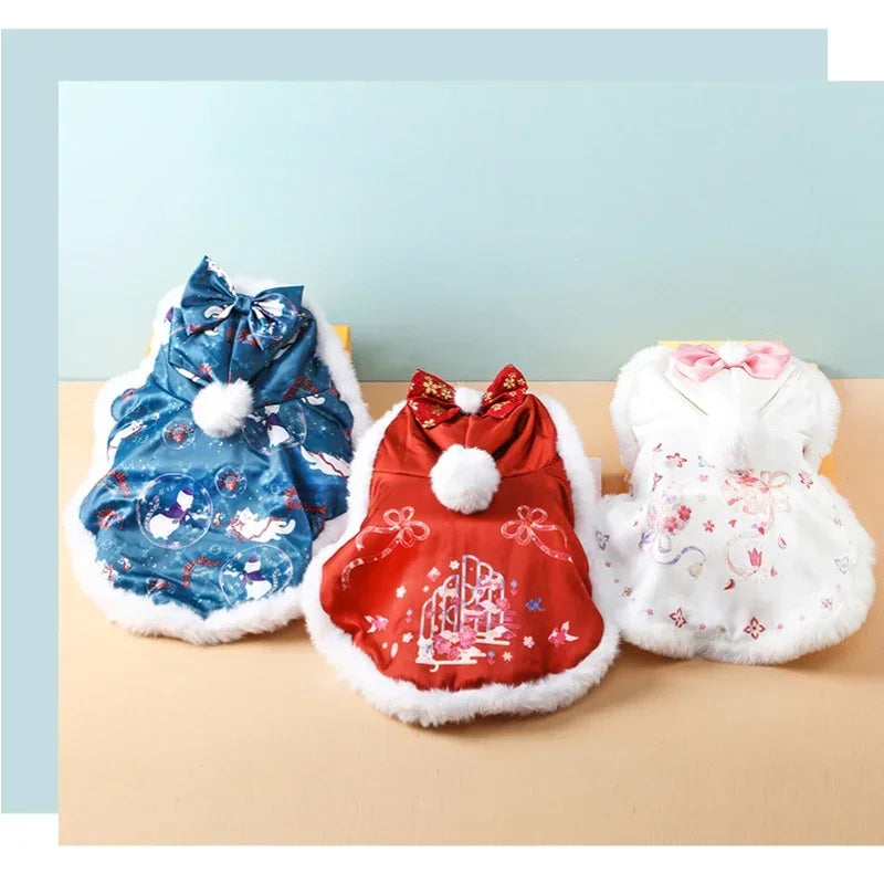 Christmas Pet Cloak For Cats Warm Winter Costume Cozy Apparel