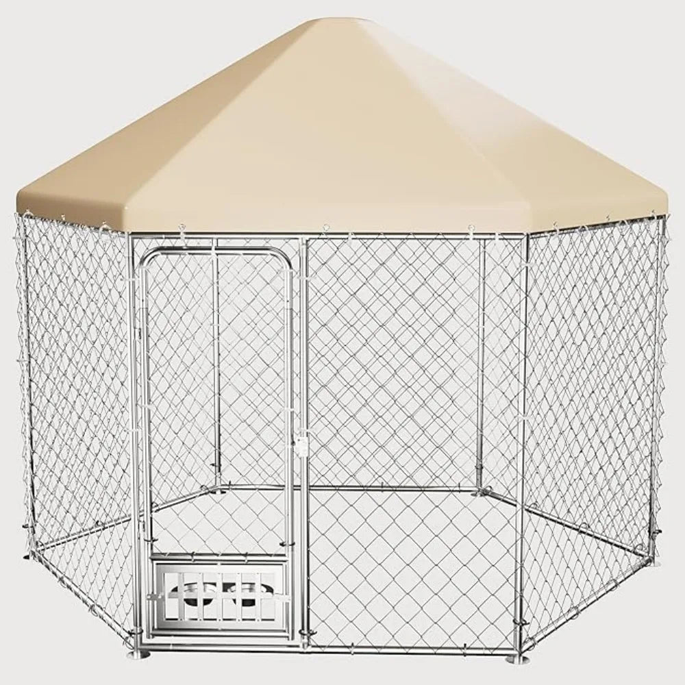 DAFIFY Outdoor Dog Kennel With Cover Heavy Duty Run Cage