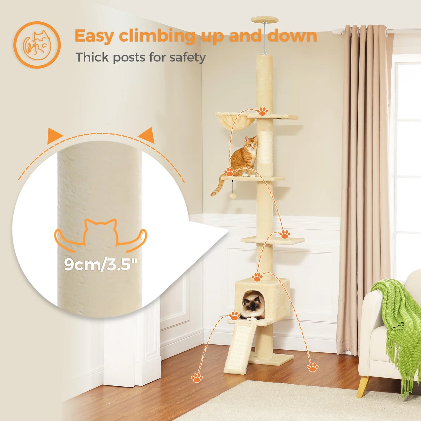 PEQULTICN Cat Tree Tall Indoor Condo With Scratching Post
