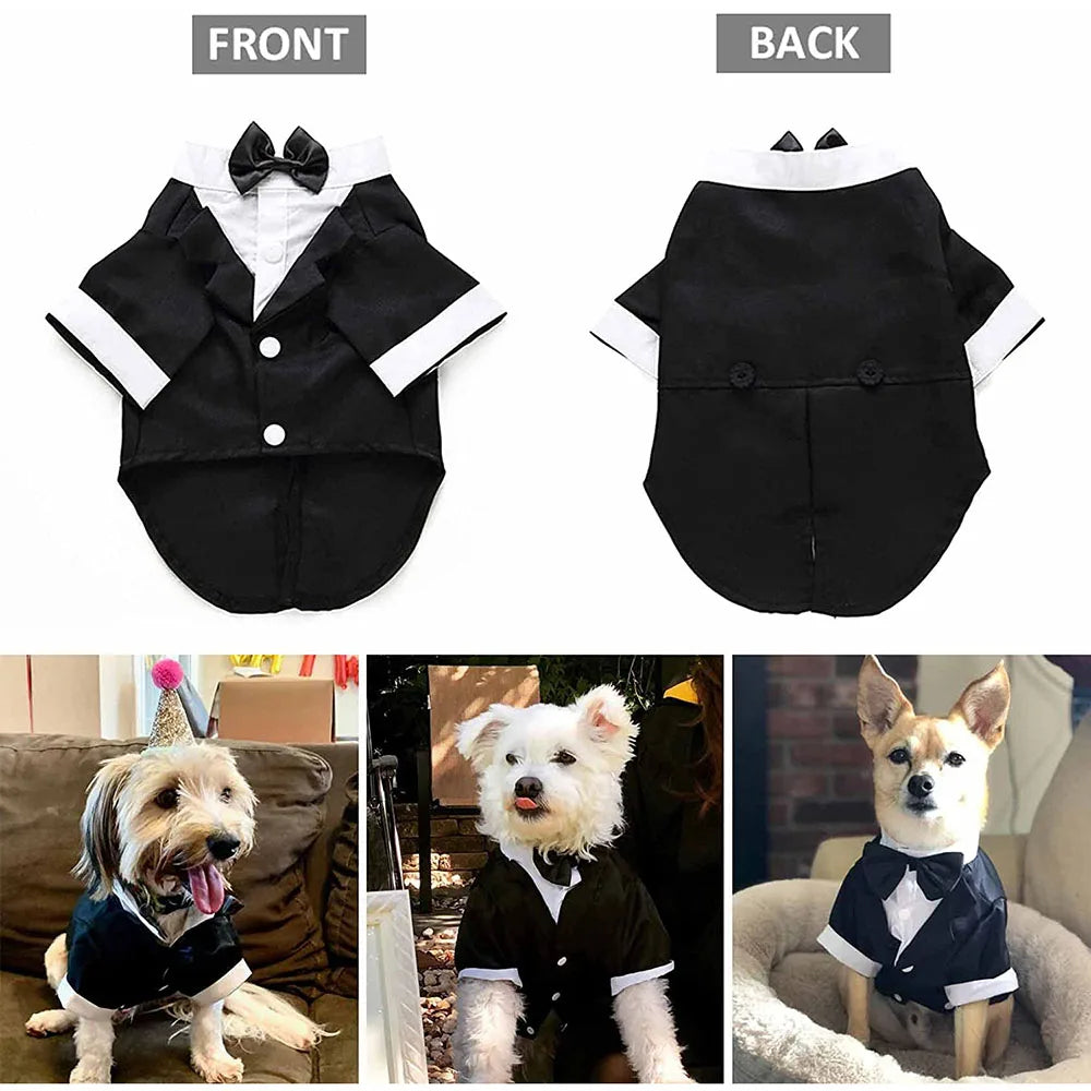 CN Zhejiang Dog Tuxedo Bow Tie Shirt Formal Pet Attire