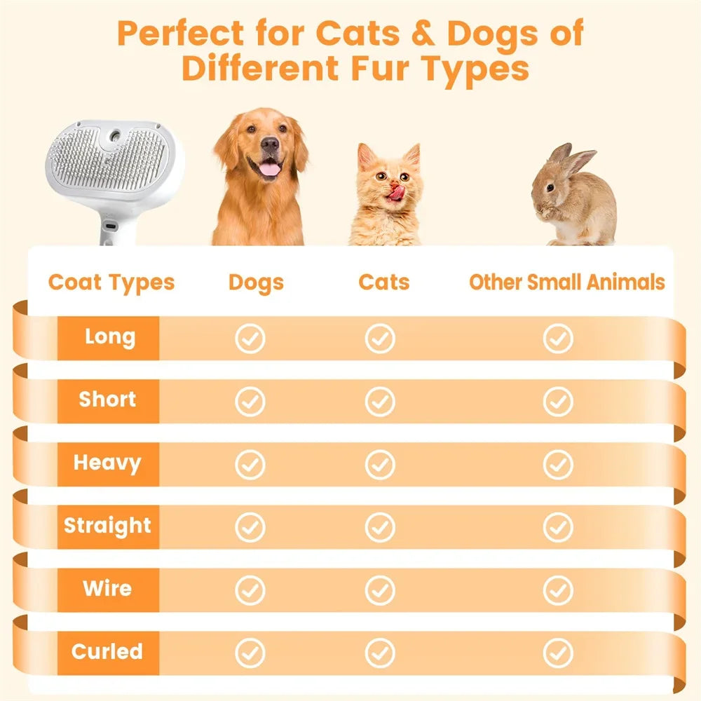 Hign-concerned 3 In 1 Cat Dog Steam Brush Self Cleaning