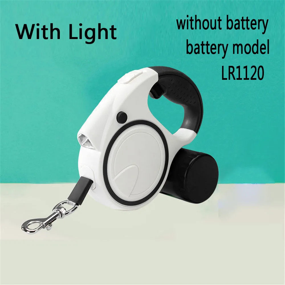 Retractable Dog Leash With LED Lights And Garbage Bag