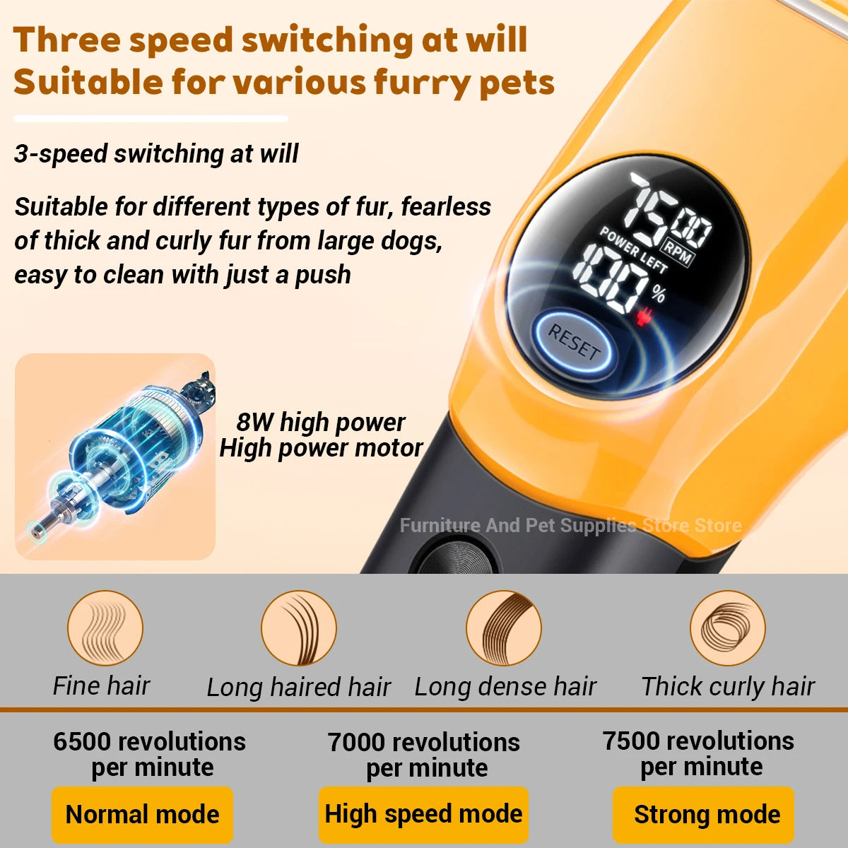 Hign Concerned Cordless Dog Hair Trimmer Low Noise Clipper