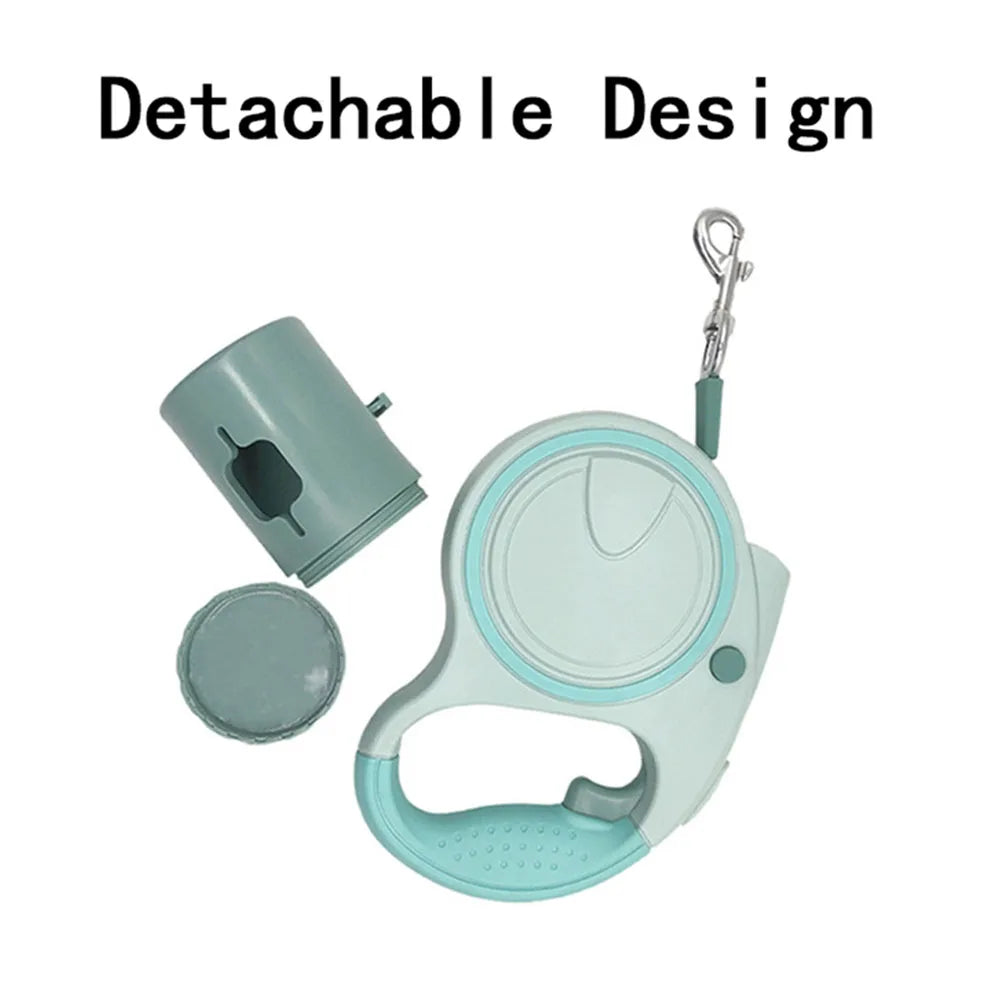 Retractable Dog Leash With LED Lights And Garbage Bag