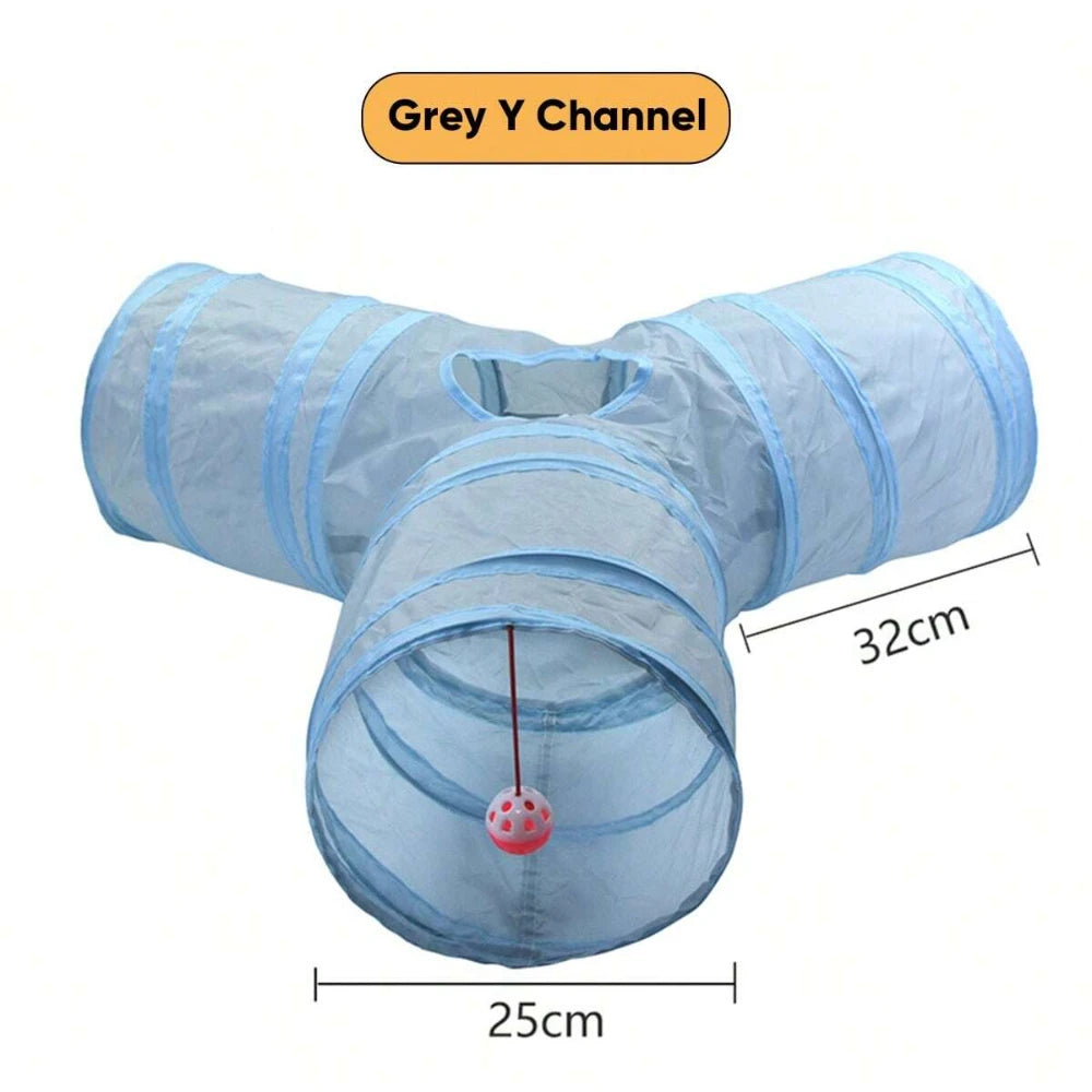 3 Way Foldable Cat Tunnel Interactive Toy With Peep Hole