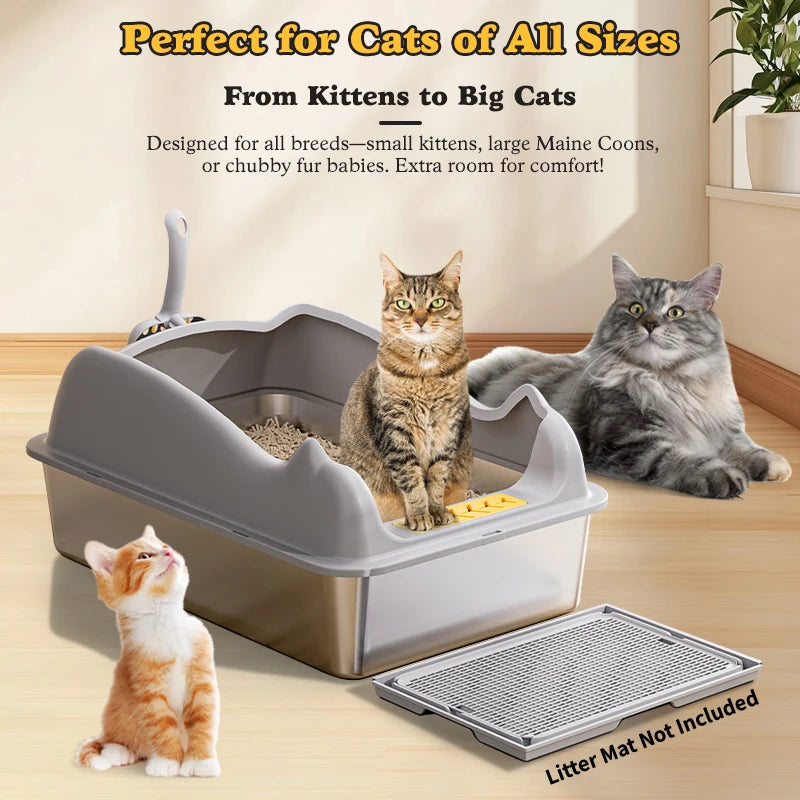 Feature Stainless Steel Cat Litter Box With Lid Odor