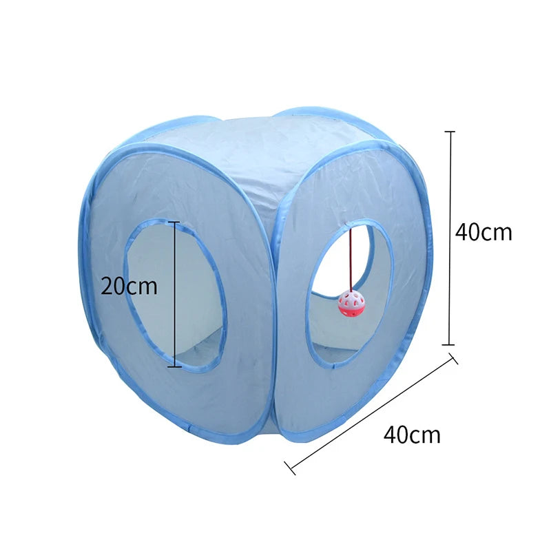 3 Way Foldable Cat Tunnel Interactive Toy With Peep Hole